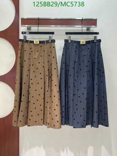 Miu Miu Pleated Midi Skirt in Polyester with Butterfly Print - MC5738