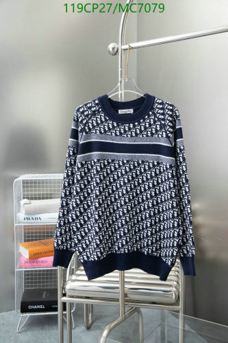 Dior Oblique Pattern Sweater Wool Cashmere Blend Unisex S-XL, Navy Blue