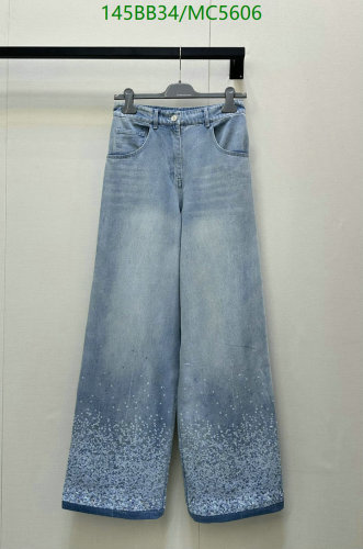 Chanell Denim Wide Leg Pants, Embellished Hem, Women's Fashion, Sizes S-M-L