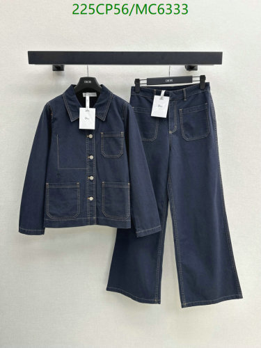Dior Suit for Women, Blue Denim Jacket and Wide-Leg Pants Set, Sizes S-L