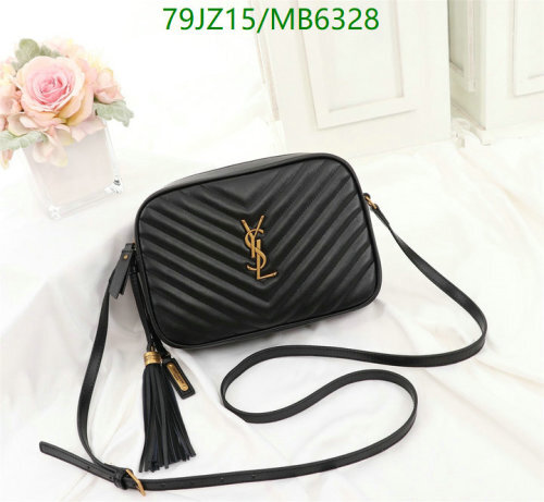 Yves Saint Laurent LouLou Camera Bag in Black Leather Chevron Quilting