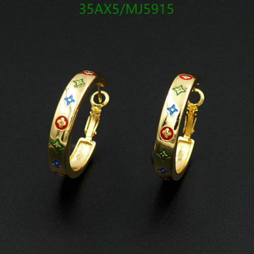 Louis Vuitton Gold-Tone Hoop Earrings with Multicolor Monogram Details
