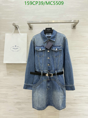 Prada Denim Mini Dress with Belt, Long Sleeve, Women's Clothing, Blue, S-L 5 Prada Denim Mini Dress with Belt, Long Sleeve, Women's Clothing, Blue, S-L