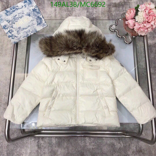 Moncler Kids' White Down Padded Coat with Fox Fur Trim Hood - Sizes 100-160