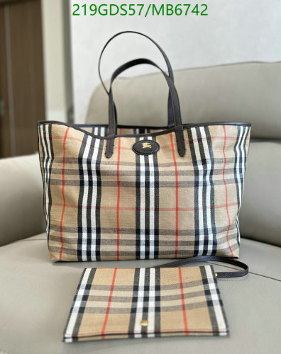 Burberry Canvas and Calfskin Tote Bag, 38*28*6.5cm - Mirror Quality