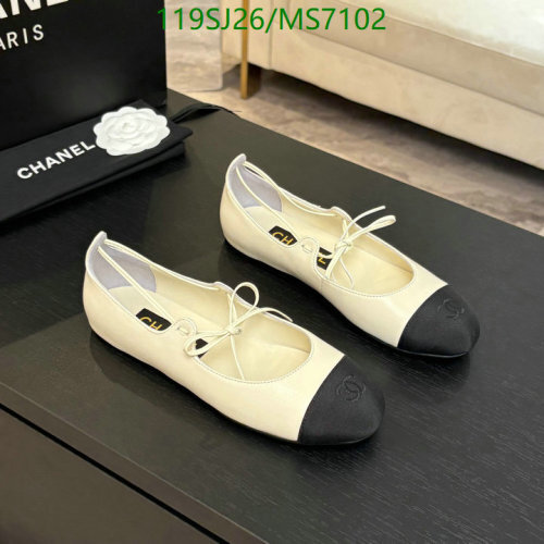 Chanel Women's MS7102 Two-Tone Ballet Flats - Sheepskin & Leather - EU35-41