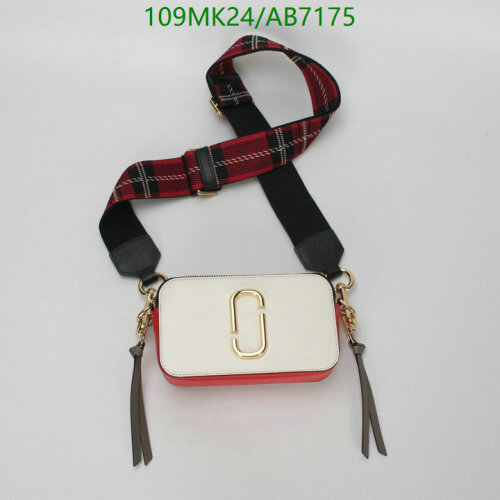 Marc Jacobs Snapshot Bag with Plaid Strap - Cowhide Leather, 18.5x10.5x6cm