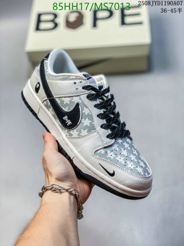Nike x BAPE Dunk Low Sneakers - White/Grey Star Pattern, Unisex Sizes EU36-45