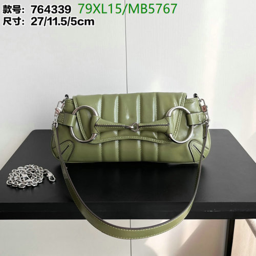 Gucci Horsebit 1955 Shoulder Bag Green Leather, 27 x 11.5 x 5cm