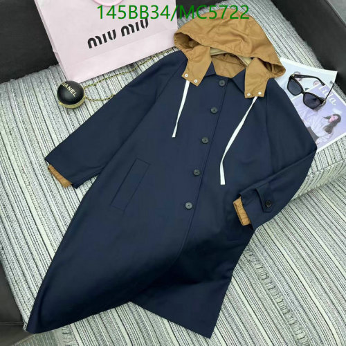 Miu Miu Wool Blend Hooded Coat MC5722 - Stylish Outerwear, S-M-L Sizes