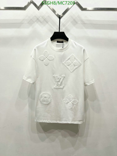 Louis Vuitton Cotton T-Shirt with Embossed Monogram, Short Sleeves, White