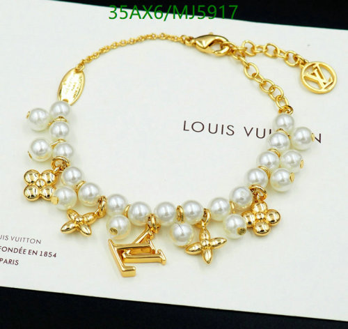 Louis Vuitton Charm Bracelet with Pearl Accents - Elegant Gold Finish