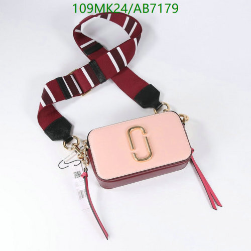 Marc Jacobs Snapshot Leather Camera Bag with Striped Shoulder Strap