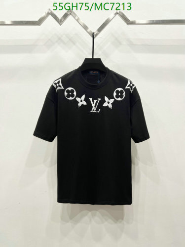 Louis Vuitton Men's Black Cotton T-Shirt with White Monogram - Sizes S to XL