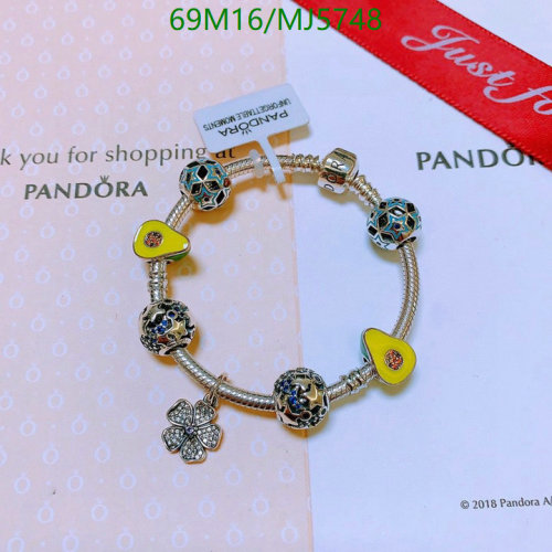 Pandora Silver-Plated Charm Bracelet with Colorful Charms, Adjustable Size