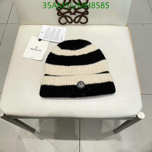 Moncler Striped Wool Beanie Hat - Black & White, Warm Winter Knit Cap