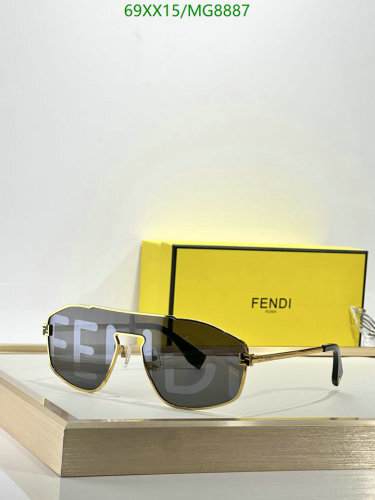Fendi MG8887 Gold-Tone Metal Frame Sunglasses, 54-15-145, Stylish Shades