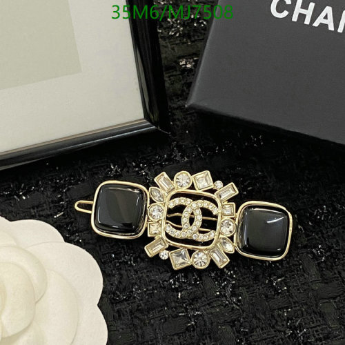 Elegant Chanel Inspired Gold Hair Clip with Sparkling Crystals and Black Accents