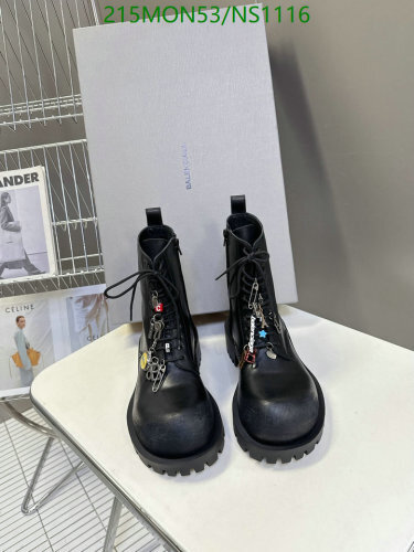 Balenciaga Women's Black Leather Lace-Up Combat Boots with Charm Detail