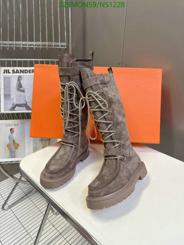 Women's Suede Lace-Up Knee High Boots with Cowhide Accents - EU35-41