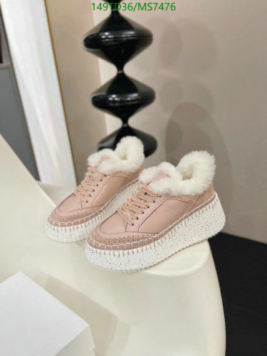 Chloé Women's MS7476 Pink Leather & Wool Sneakers, EU35-42