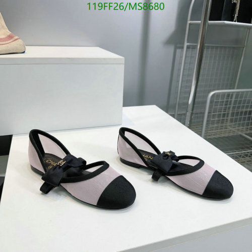 Chanel Women's MS8680 Two-Tone Ballet Flats with Bow Accent - Size EU35-41