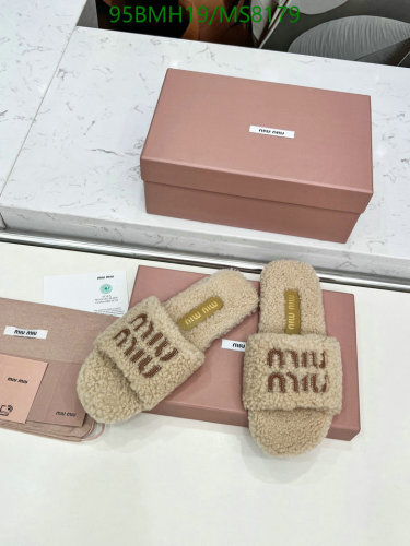 Miu Miu Women's Shearling Wool Blend Slides Sandals MS8179 EU35-41