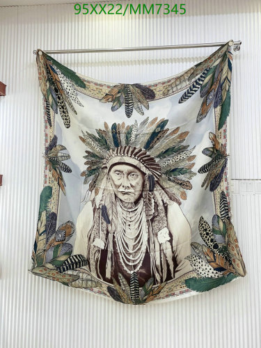 Hermès Silk Cashmere Shawl 140x140cm - Native American Chief Feathered Headdress Design
