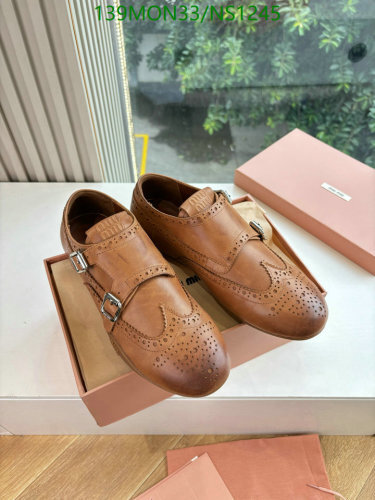 Miu Miu Women's Leather Brogue Monk Shoes, Brown, EU35-EU41