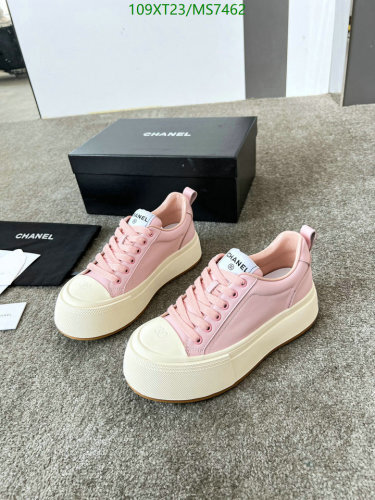 Chanel Women's Pink Leather Platform Sneakers MS7462, Size EU35-41