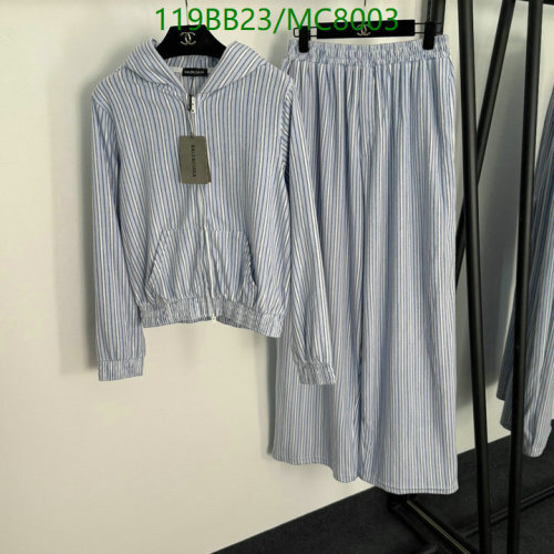 Balenciagaa Striped Cotton Clothing Set, Women's Loungewear, Blue and White