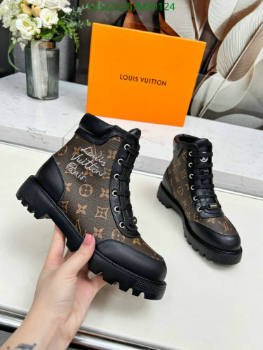 Louis Vuitton Women's Ankle Boots in Monogram Canvas & Leather Trim