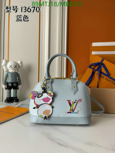 Louis Vuitton Alma BB Blue Epi Leather Bag with Panda Charm, 25 cm