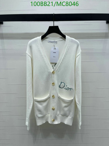 Dior White Wool Cardigan with Embroidery - Classic V-Neck Style