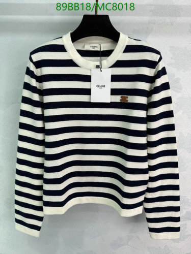 Celine Striped Wool-Cashmere Blend Sweater, Classic Style, Sizes S-M-L