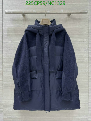 Loro Piana Women's Navy Wool Blend Hooded Padded Down Coat Jacket