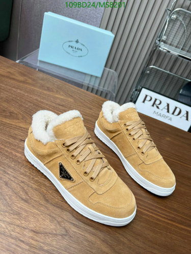 Prada Women's MS8201 Suede Leather & Wool Trim Sneakers - EU35-42