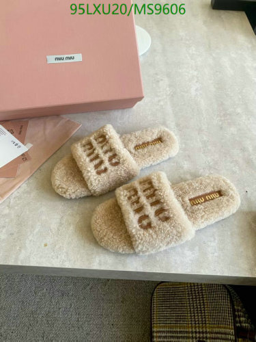 Miu Miu Women's Wool Shearling Slides MS9606 - Comfortable & Stylish EU35-41