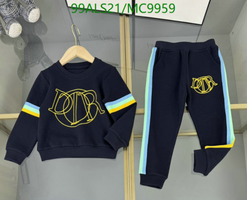 Dior Kids' Navy Blue Cotton Tracksuit with Signature Logo (Sizes 110-160)