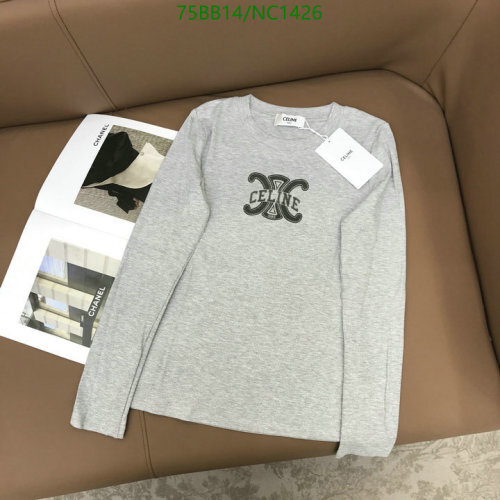 Celine Women's Long Sleeve Cotton T-Shirt, Gray, Sizes S-L