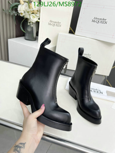 Alexander McQueen Women's Black Leather Ankle Boots with Front Zip 5 Alexander McQueen Women's Black Leather Ankle Boots with Front Zip