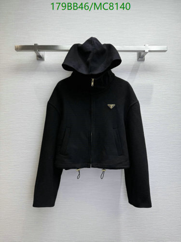 Prada Women's Wool Zip-Up Cropped Hoodie - Black, Sizes S-M-L, Stylish & Warm