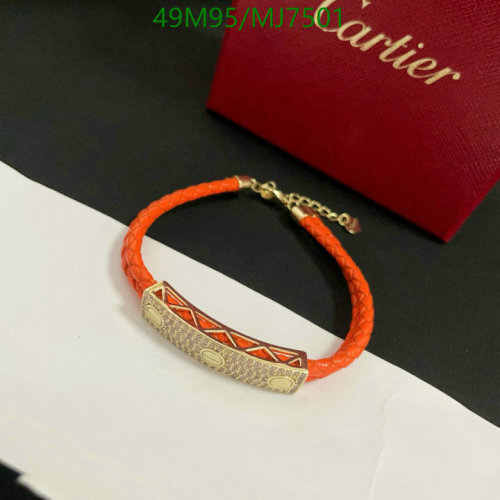 Cartier Braided Leather Bracelet with Gold-Tone Hardware and Crystal Accents