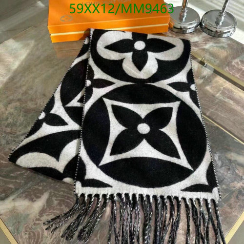 Louis Vuitton Wool Scarf with Iconic Monogram Pattern, 209-20cm - Black/White