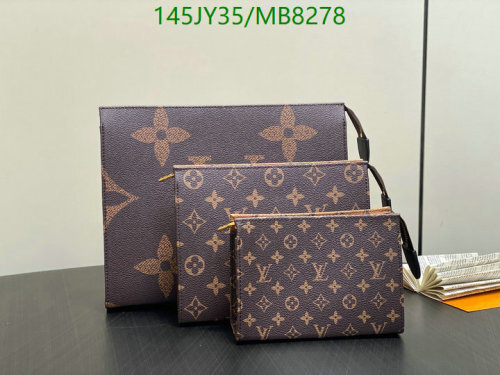 Louis Vuitton Coated Canvas Trio Pouch with Genuine Leather - 25 x 20 x 5.5 cm