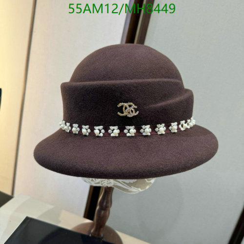 Elegant Chanel Hat in Brown Wool with Pearl Embellishments - MH8449
