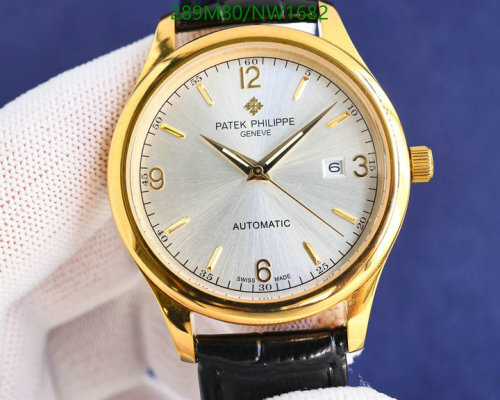 Patek Philippe Automatic Men's Watch, Gold-Tone Stainless Steel, Black Leather Strap