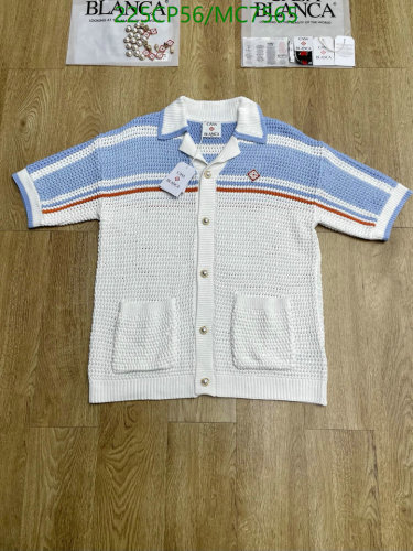 Casablanca Knitted Cotton Short-Sleeve Top with Striped Design - Sizes S-XL