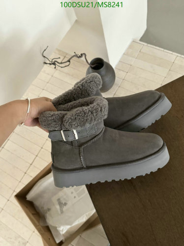 Women's Gray Wool Boots with Buckle Detail - EU Sizes 35-40