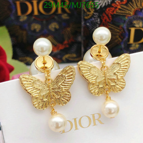 Dior Gold-Finish Butterfly Drop Earrings with White Resin Pearls MJ7655 7 Dior Gold-Finish Butterfly Drop Earrings with White Resin Pearls MJ7655